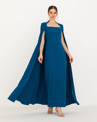 BERMUDA BLUE CAPE DRESS - HOUSE OF CHARMS