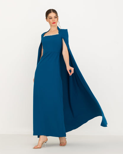 BERMUDA BLUE CAPE DRESS - HOUSE OF CHARMS