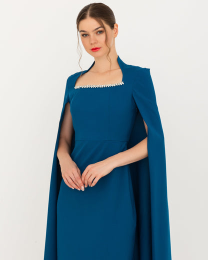 BERMUDA BLUE CAPE DRESS - HOUSE OF CHARMS