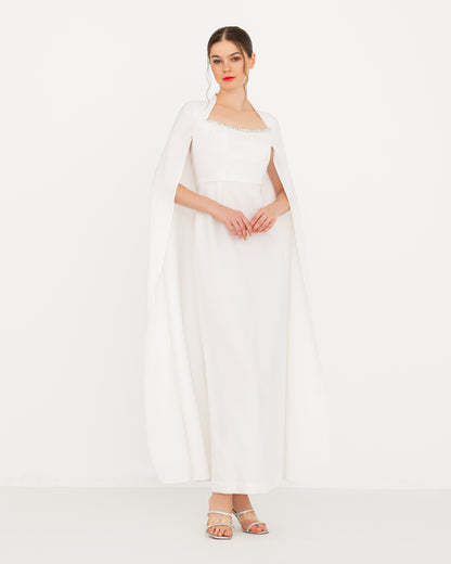 IVORY GRACE CAPE DRESS - HOUSE OF CHARMS