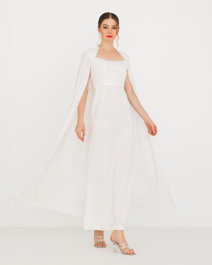 IVORY GRACE CAPE DRESS - HOUSE OF CHARMS