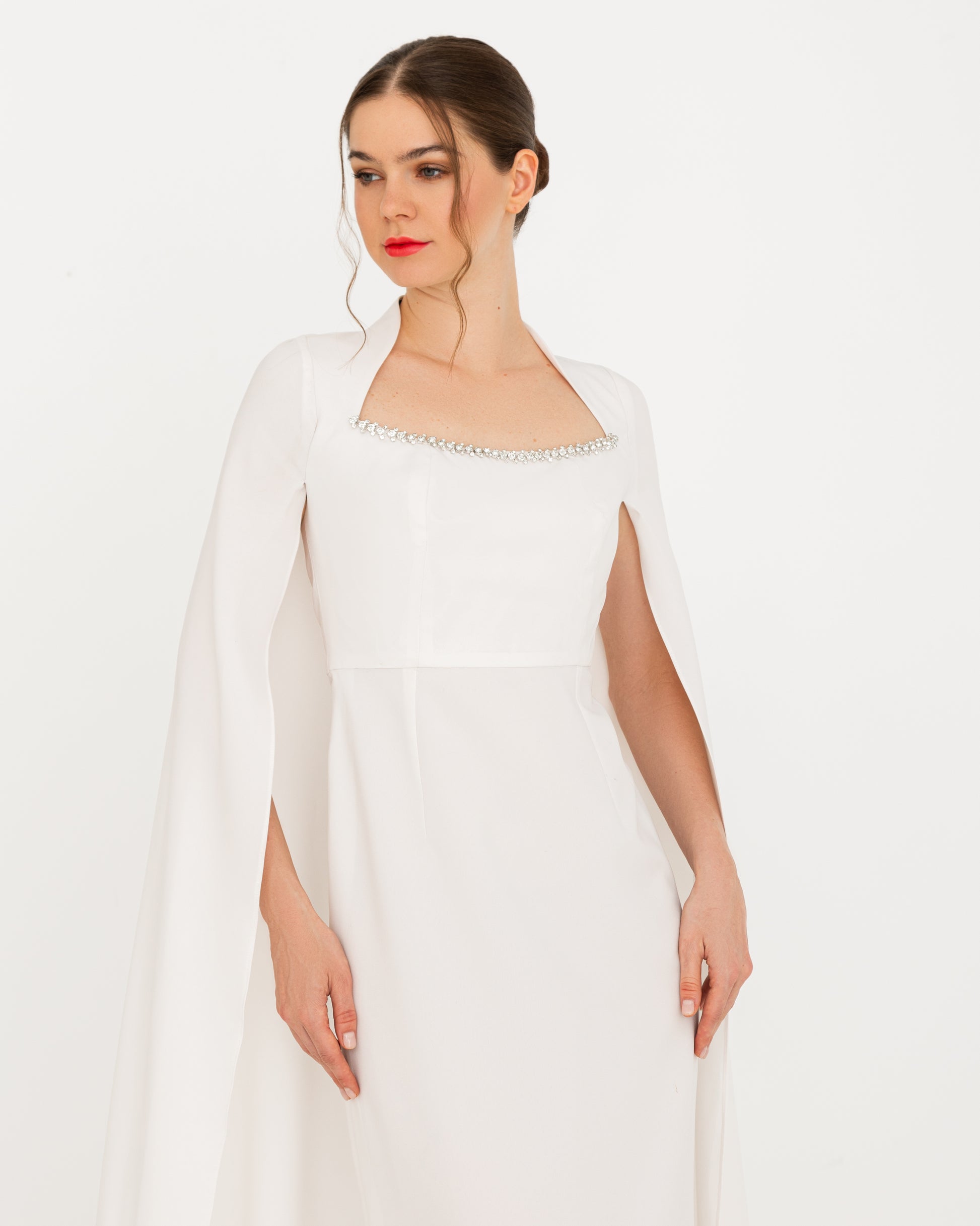 IVORY GRACE CAPE DRESS - HOUSE OF CHARMS