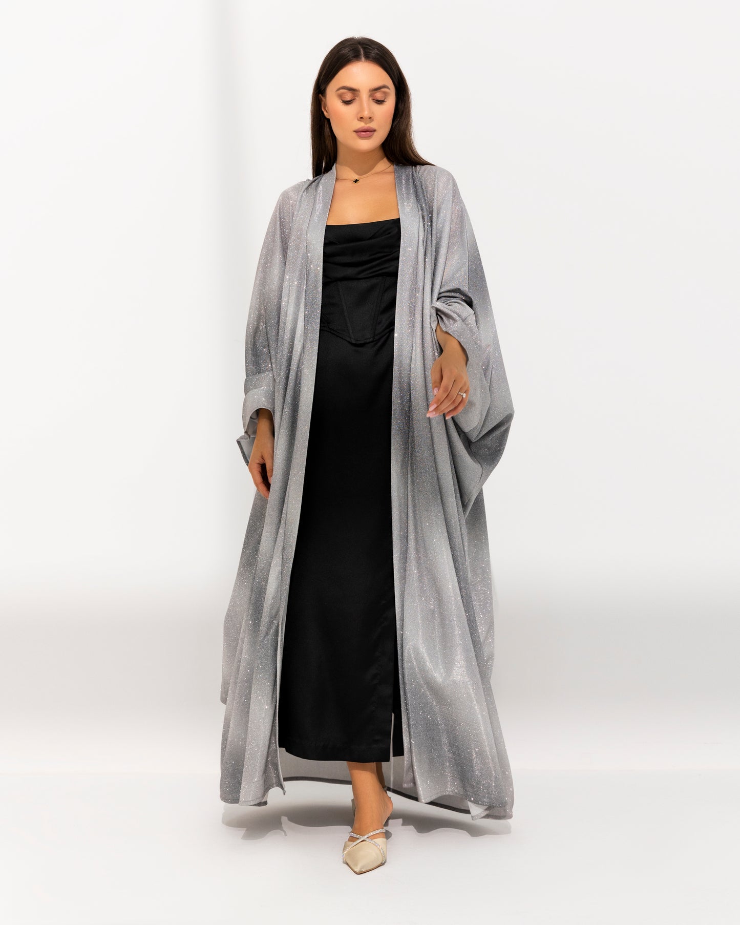 SLIVER DUST ABAYA - HOUSE OF CHARMS